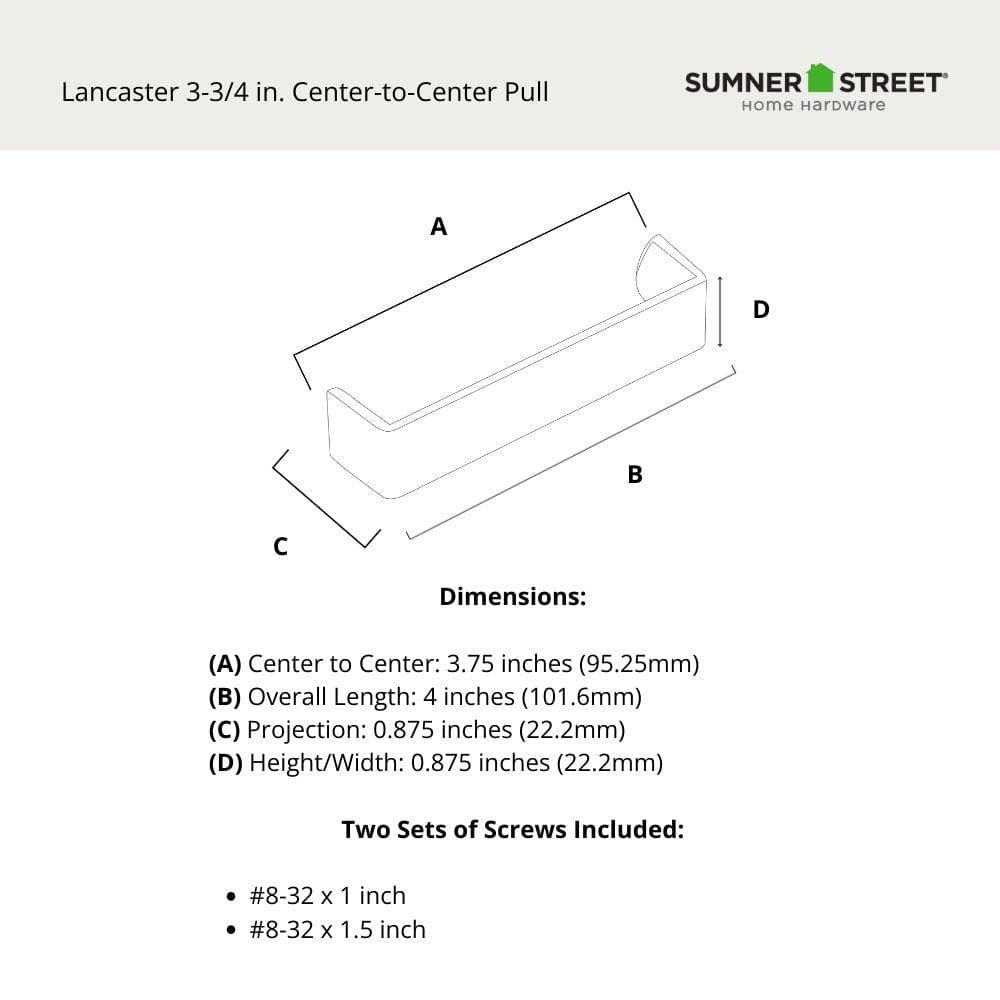 10-Pack Lancaster 3-3/4 in. (95 mm) Center-to-Center Modern Matte Black Bar Drawer Pull - Hercitys