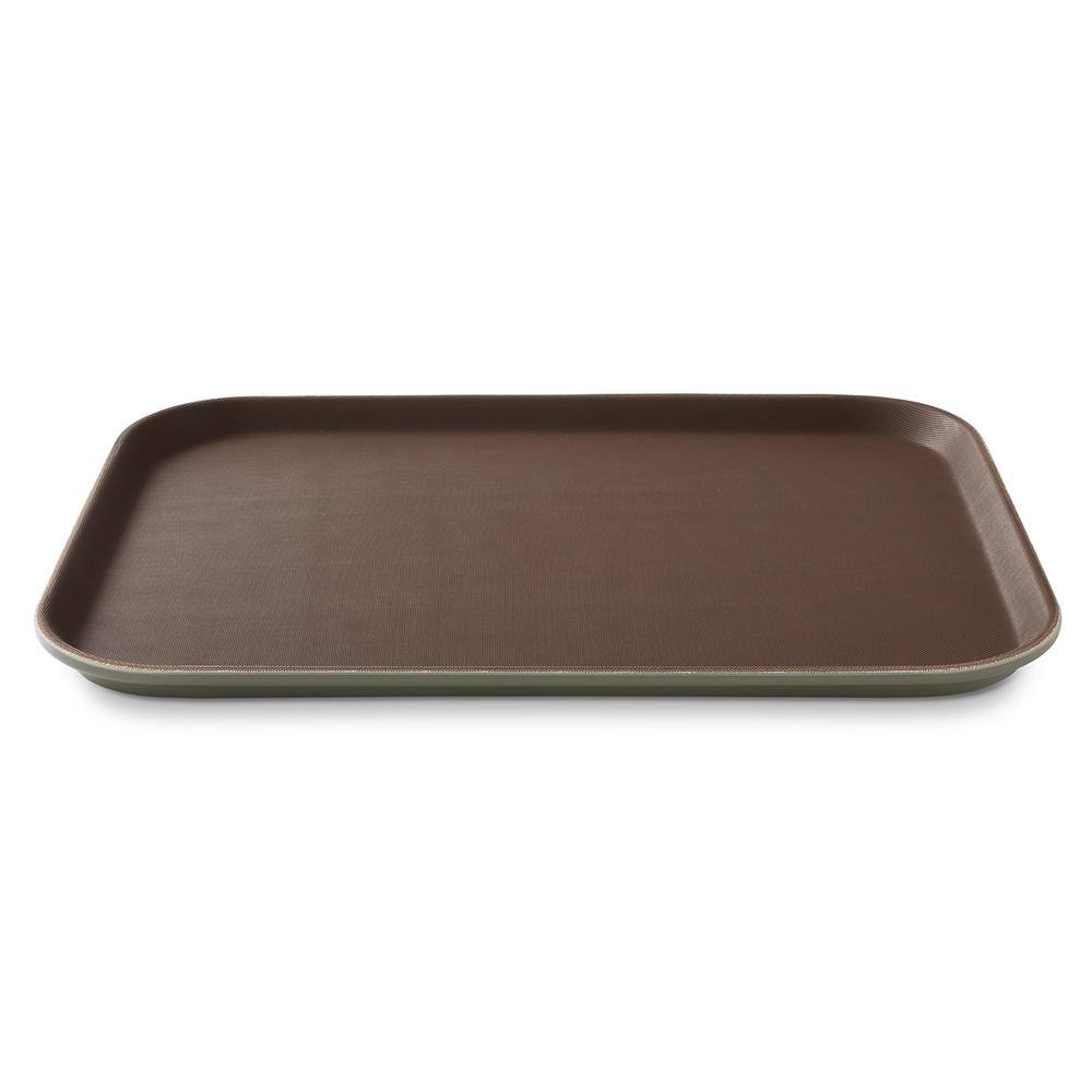 12 in. x 16 in. x .75 in. Rectangular Plastic Non-Slip Serving Trays, Brown – NSF Food Service (Set of 4) - Hercitys