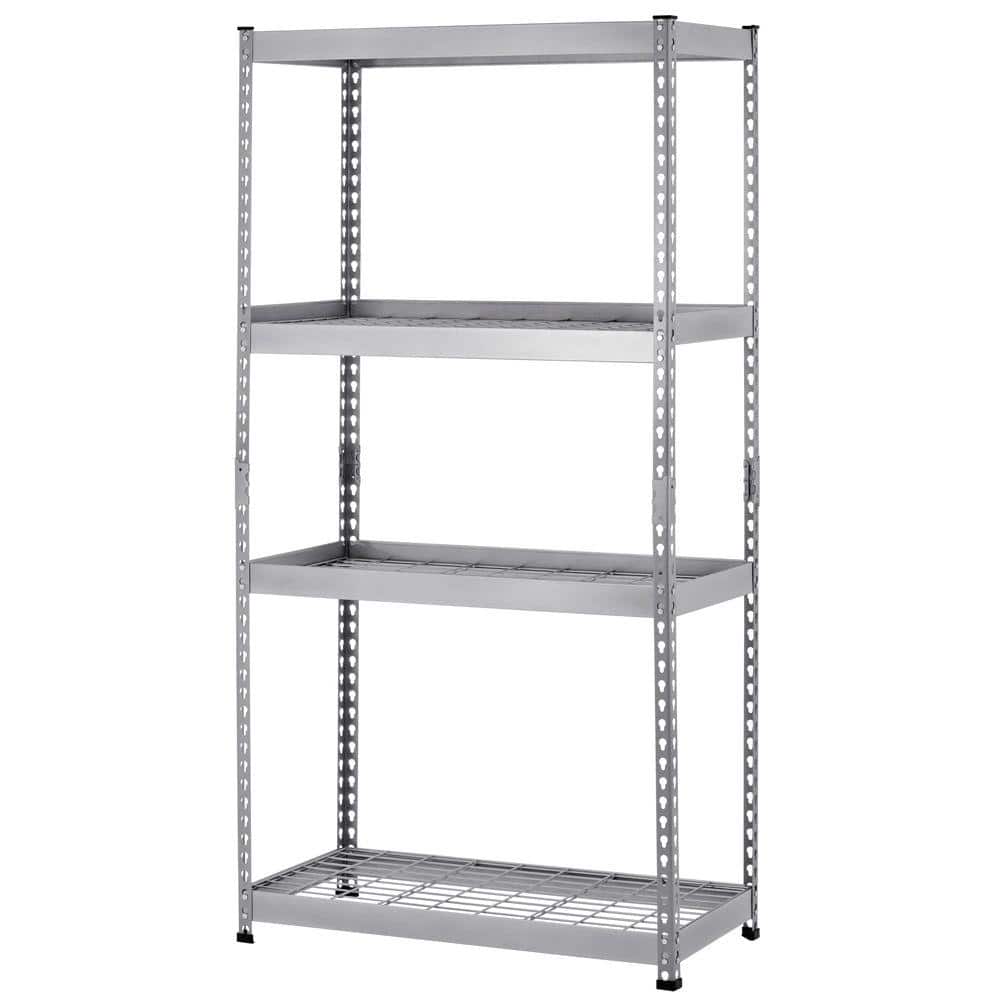 4-Tier Heavy Duty Steel Garage Storage Shelving Unit in Silver (36 in. W x 72 in. H x 18 in. D) - Hercitys