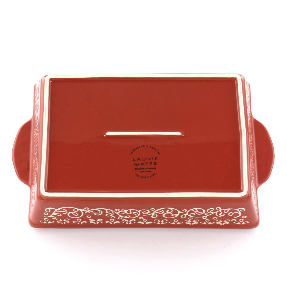 2 Piece Tierra Wax Relief Stoneware Baker Set in Red and Mint - Hercitys