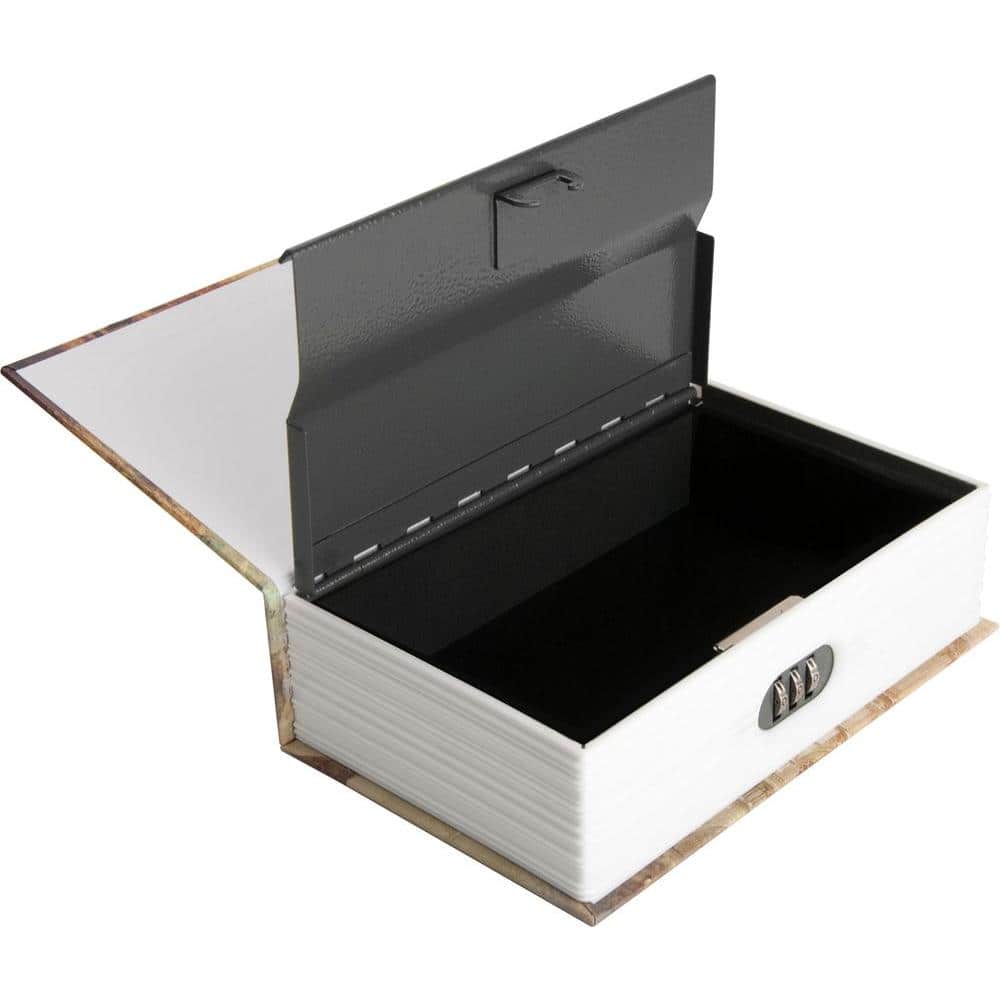 0.03 cu. ft. Steel Paris Book Lock Box Safe with Combination Lock, Tan - Hercitys