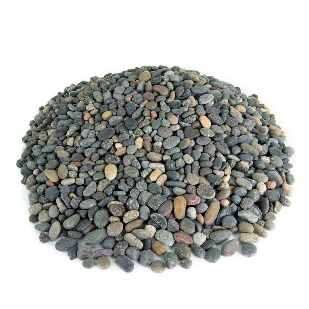 0.50 cu. ft. 3/8 in. Mixed Mexican Beach Pebble Smooth Round Rock for Gardens, Landscapes and Ponds - Hercitys