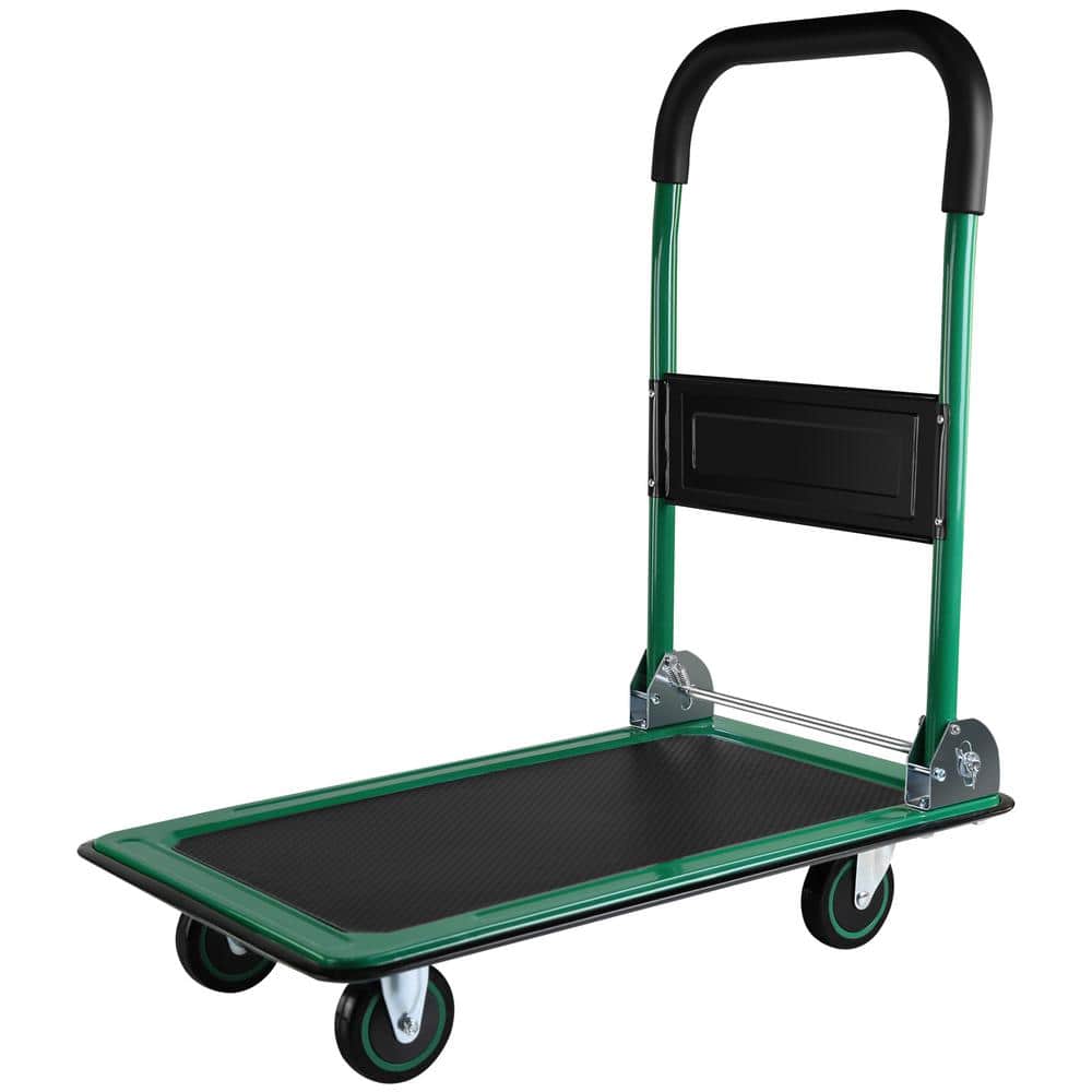 300 cu. ft. Steel Garden Cart, Push Cart Dolly, Moving Platform Hand Truck, Foldable with 360-Degree Swivel Wheels - Hercitys