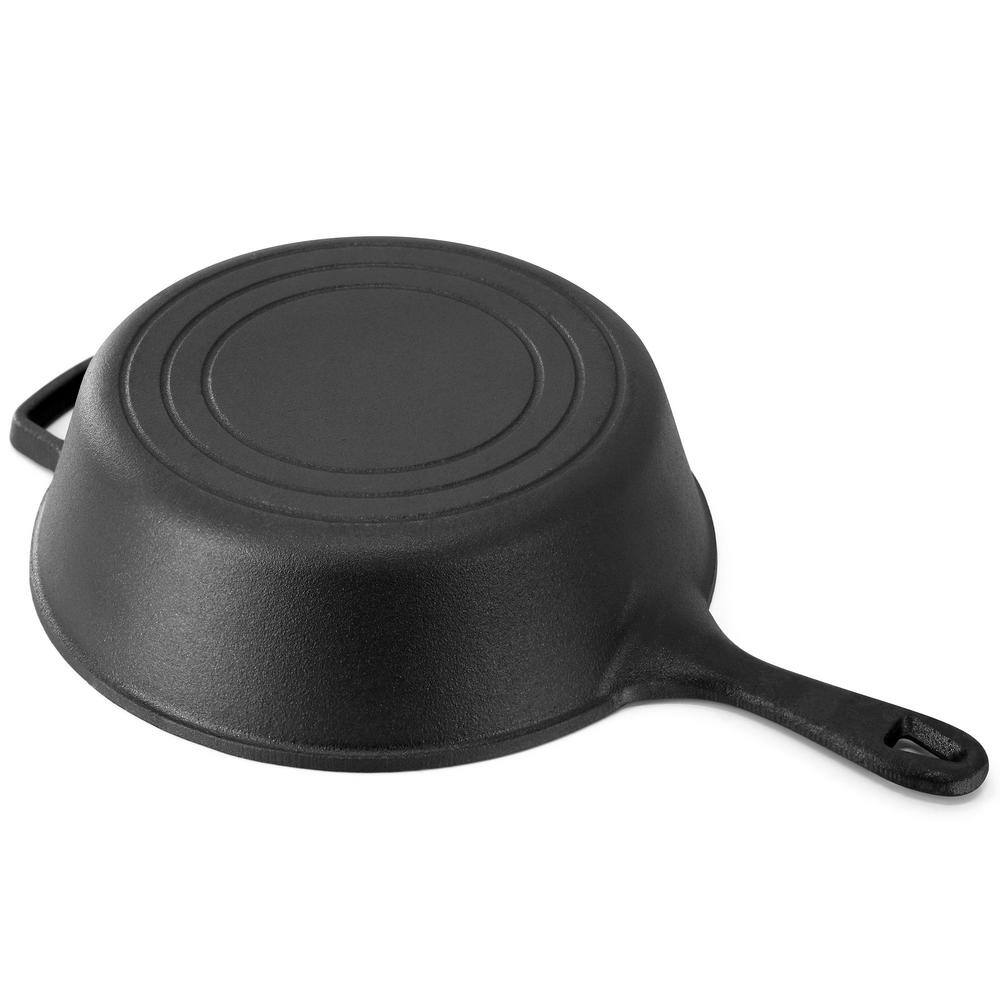 10 .5 Inch 2-in-1 Pre-Seasoned Cast Iron Skillet and Fry Pan Set - Hercitys