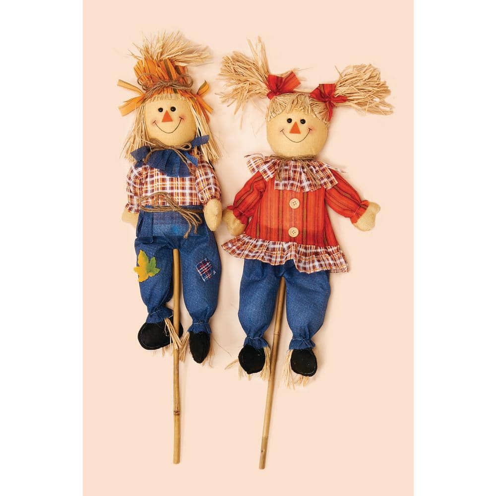 32 in. Boy and Girl Scarecrow (Set of 2) - Hercitys