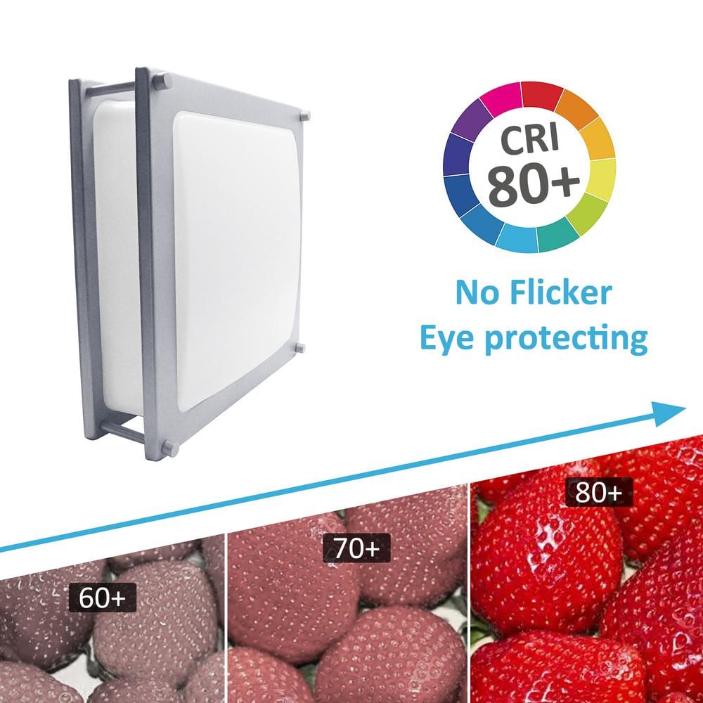 12 in. Oil Rubbed Matte Grey Dimmable Square LED 4000K Cool White Flush Mount Ceiling Light - Hercitys