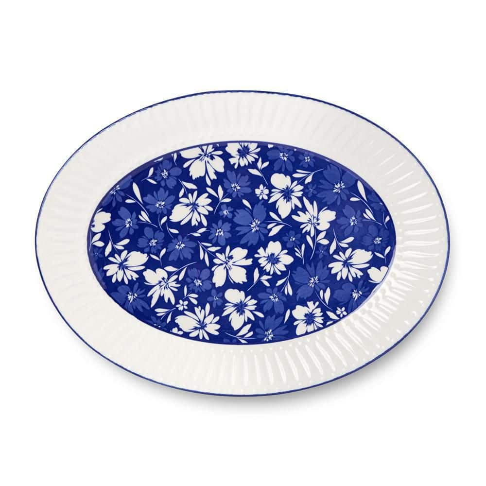 14.75 in. Multi-Colored Porcelain Madison Oval Platter - Hercitys