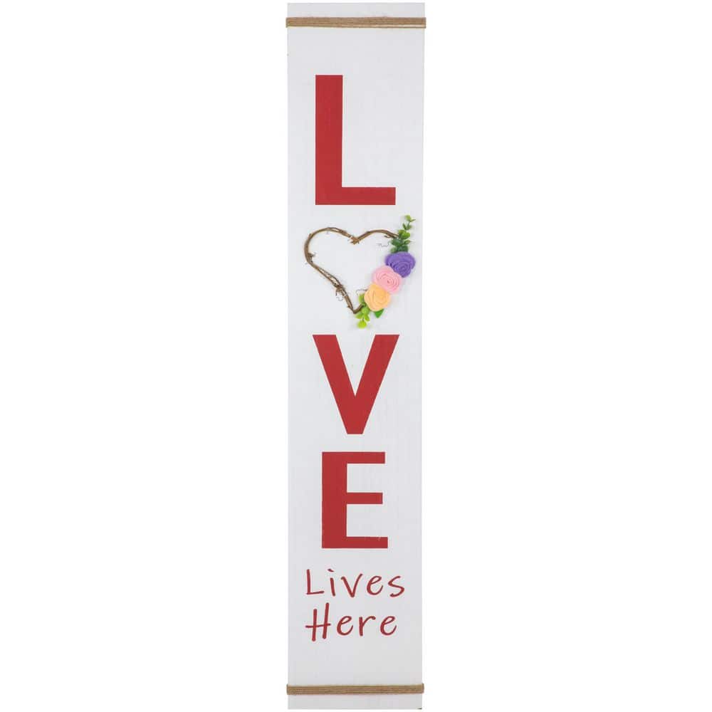 39.25″ “Love Lives Here” Wooden Valentine’s Day Porch Board Sign Decoration - Hercitys