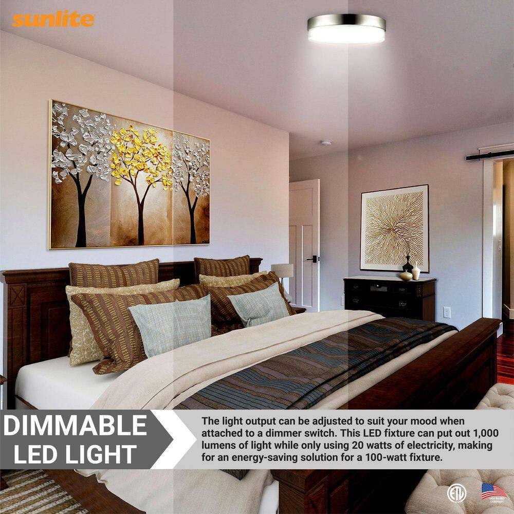 11 in. 1-Light Brushed Nickel Selectable LED Flush Mount - Hercitys