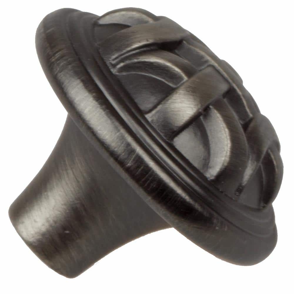 1-1/4 in. Dia Satin Pewter Round Braided Cabinet Knobs (10-Pack) - Hercitys