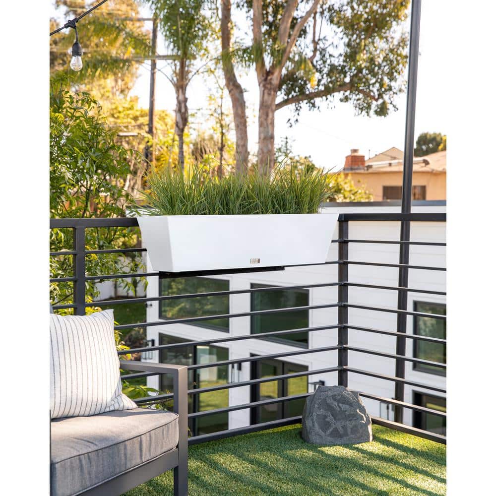 36 in. x 10 in. White Plastic Railing Window Box (2-Pack) - Hercitys