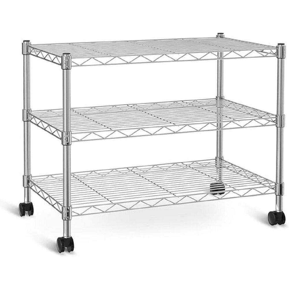 3-Tier Heavy Duty Storage Shelves 750Lb Capacity, Shelving Unit for Pantry in Chrome - Hercitys