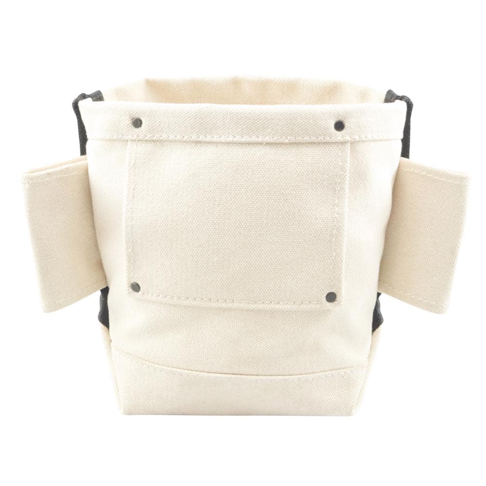 5 in. Large Pocket Nut and Bolt Tool Bag with Tunnel Loops for Belt in Heavy-Duty Canvas - Hercitys