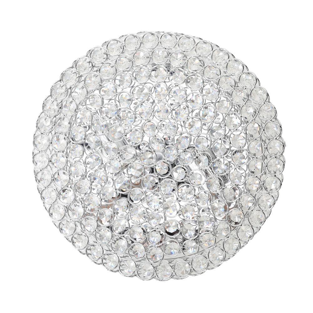 12 in. 2-Light Chrome Crystal Flush Mount - Hercitys