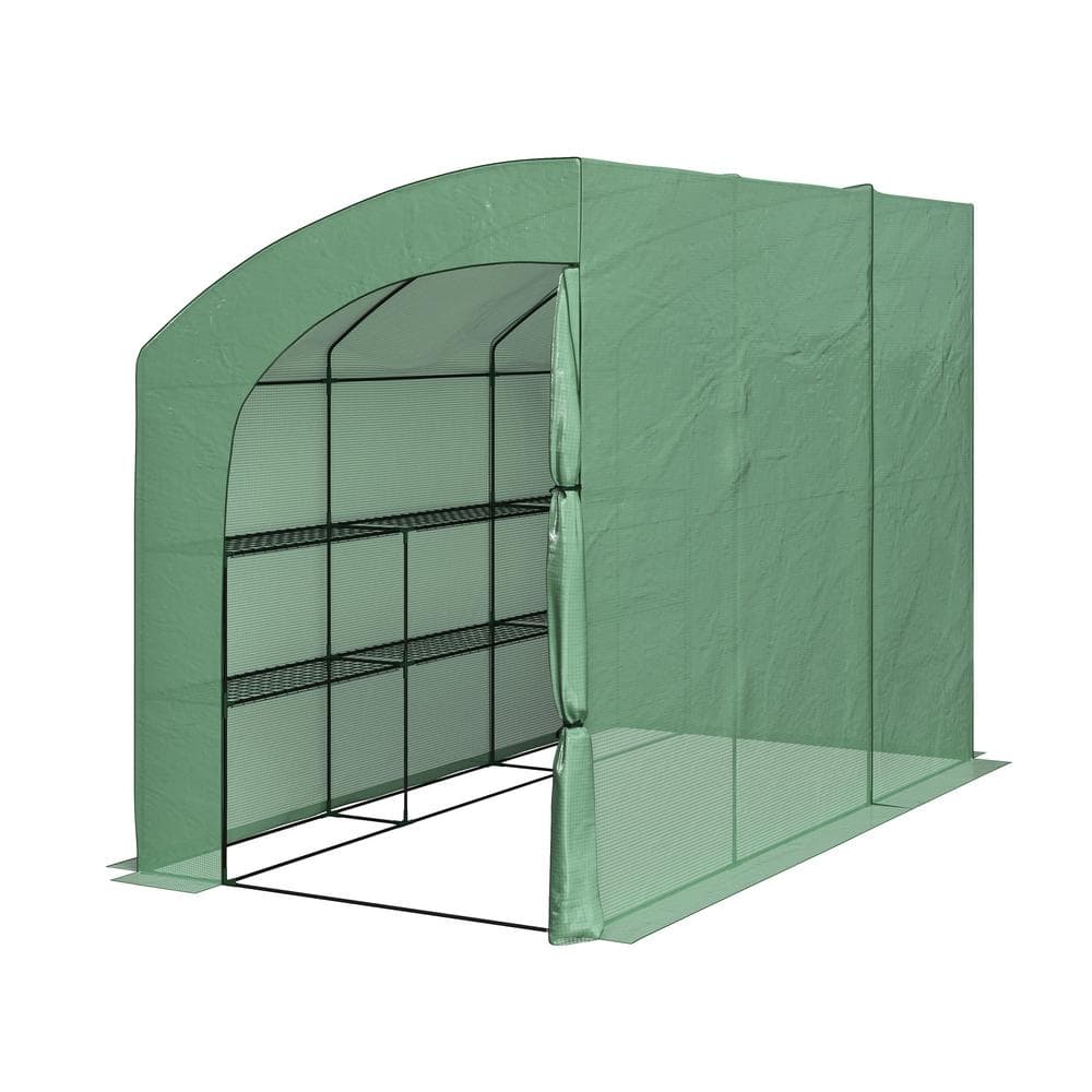 10 ft. x 5 ft. x 7 ft. Lean To Greenhouse, Green - Hercitys