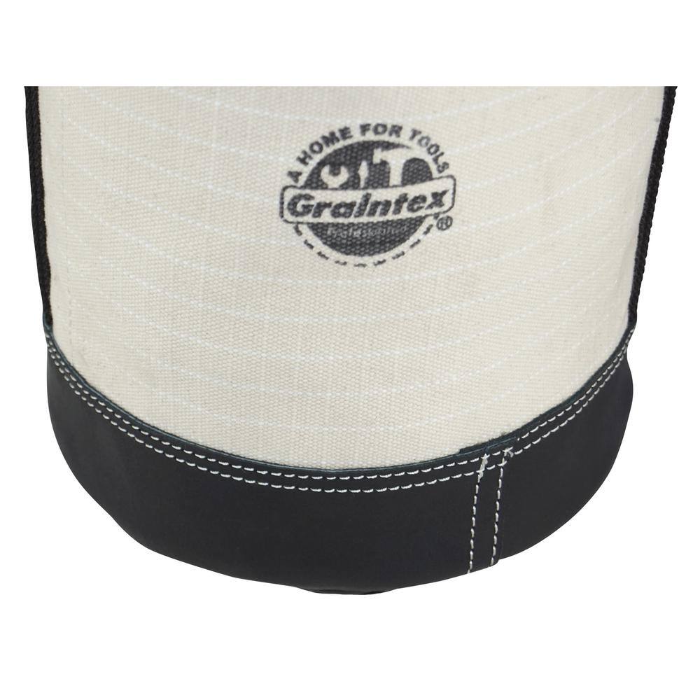 10 in. 1-Pocket Utility Ripstop Canvas Bucket with Hook and Leather Bottom - Hercitys