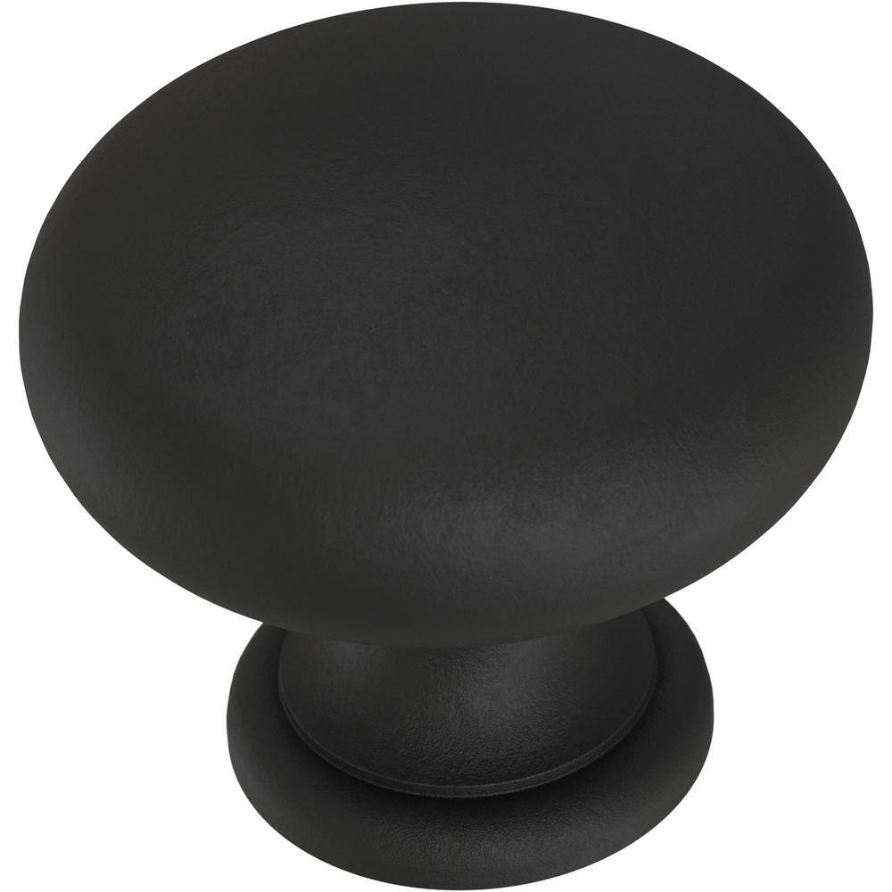 (96-Pack) Garrett 1-1/4 in. (32 mm) Classic Matte Black Round Cabinet Knobs - Hercitys