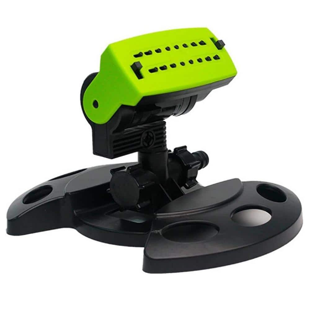 3200-sq. ft. Revolving Sprinkler 16-Hole Oscillating Sprinkler with Angle & Outlet and Spraying Adjustment, Green Finish - Hercitys