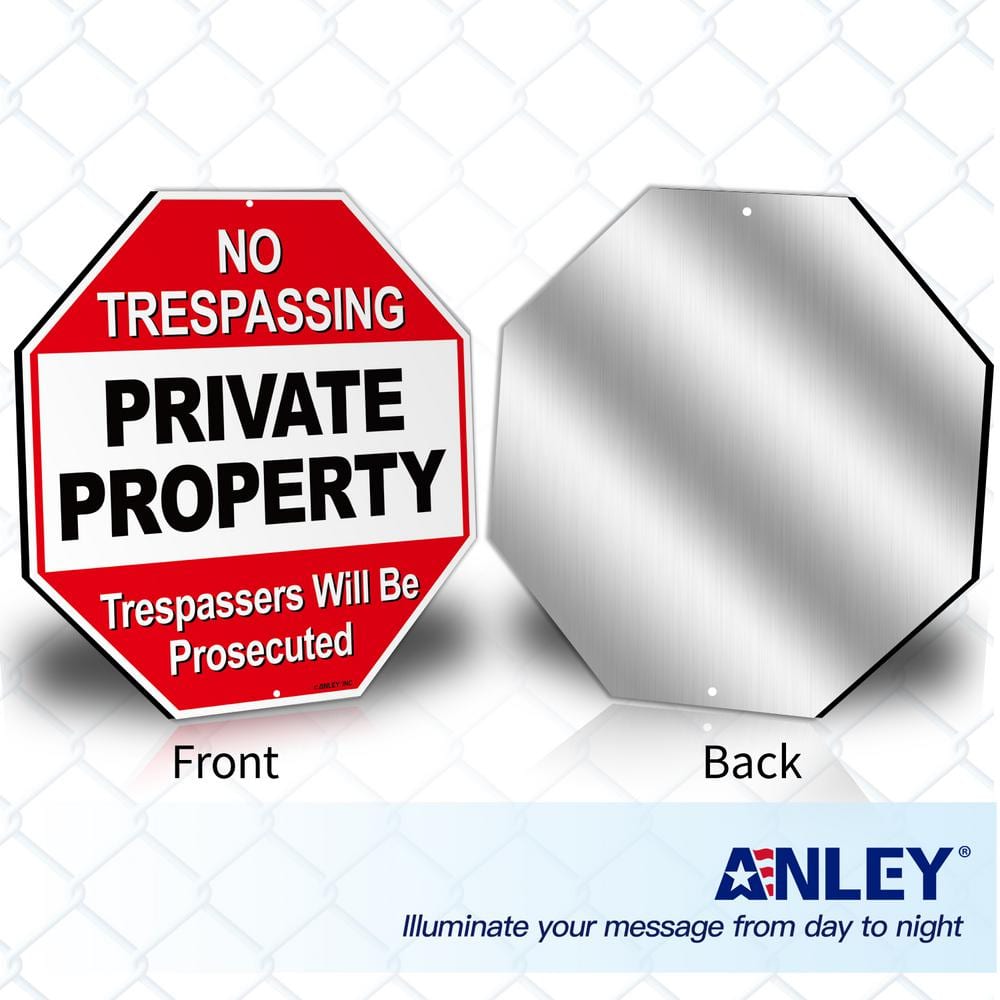 12 in. x 12 in. Private Property Aluminum Warning Sign – No Trespassing Security Alert - Hercitys
