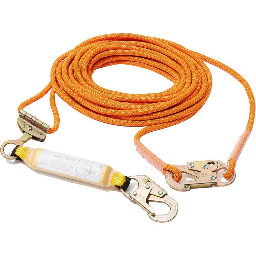 25 ft. Vertical Roofing Rope Fall Protection Safety Rope with Snap Hooks and Shock Absorber for Climbing Safety Kit - Hercitys