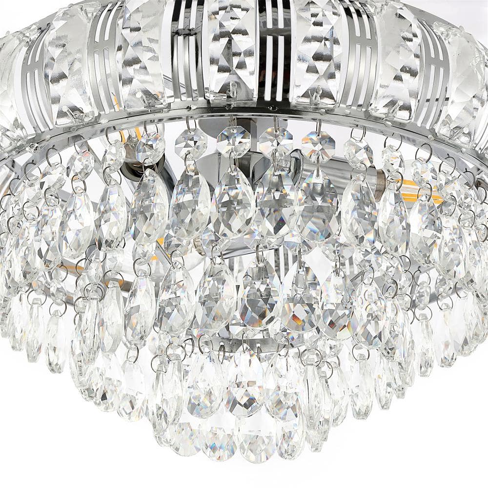 11.6 in. 3-Light Chrome Glam Crystal Semi-Flush Mount Chandelier - Hercitys