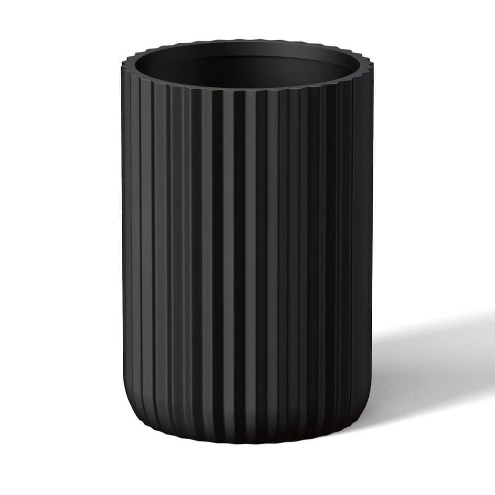 11.5 in. Large Charcoal Black Concrete Round Planter / Pot with Drainage Holes - Hercitys