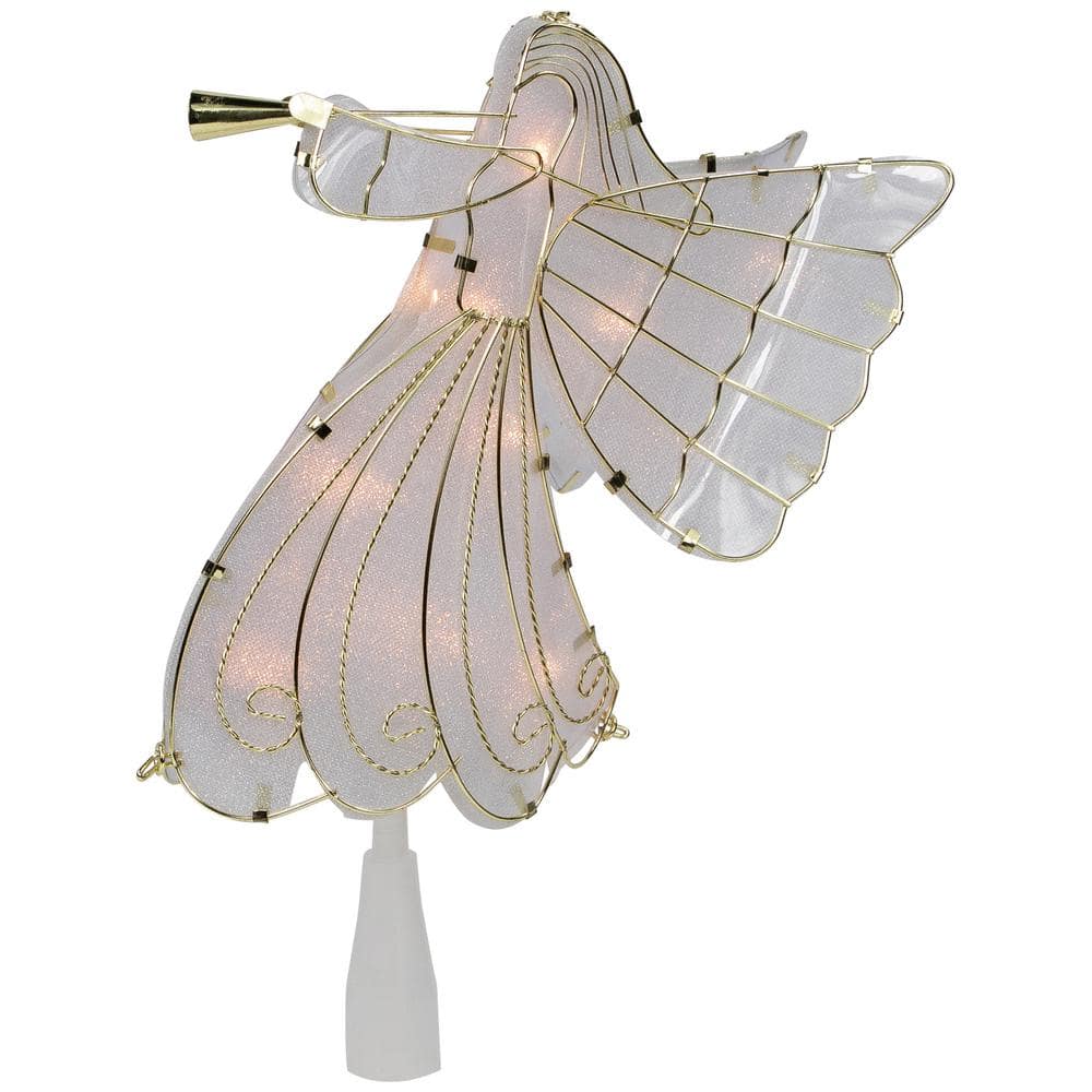 10 in. Gold Angel Tree Topper Warm White Lights - Hercitys