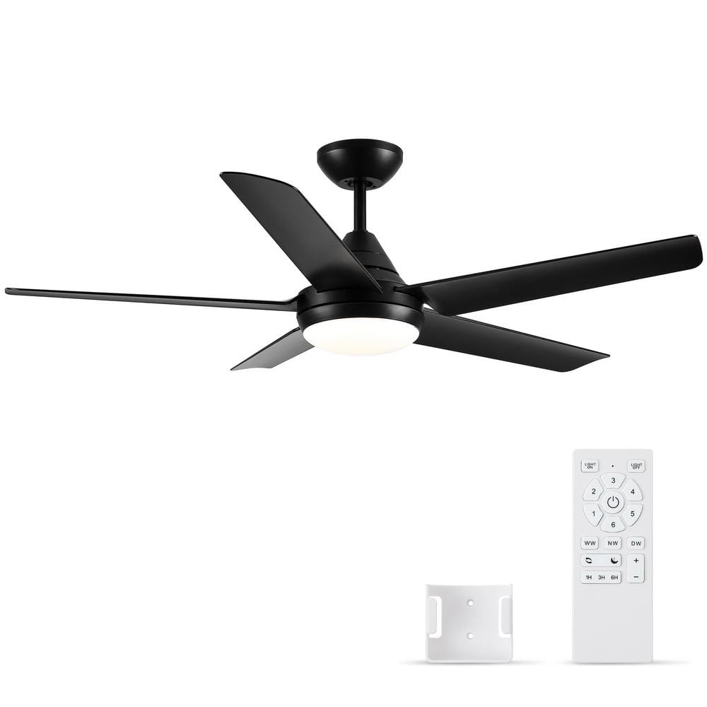 48 in. LED Indoor Matte Black Ceiling Fan with Integrated Light Kit and Remote Control - Hercitys