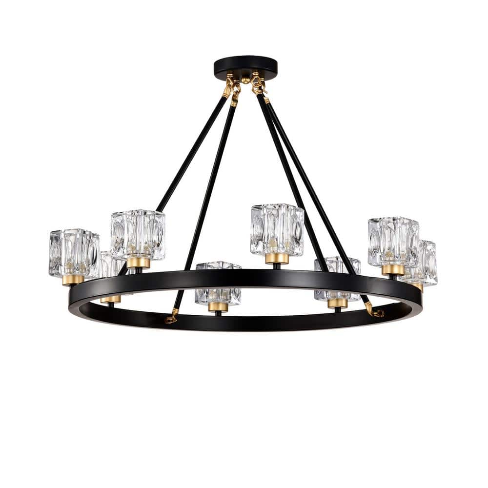 27 in. Semi-Flush Mount Chandeliers Light With Glass Indoor, Hardwired, Base 8 G9 Lights, String Light, Not with Chain - Hercitys