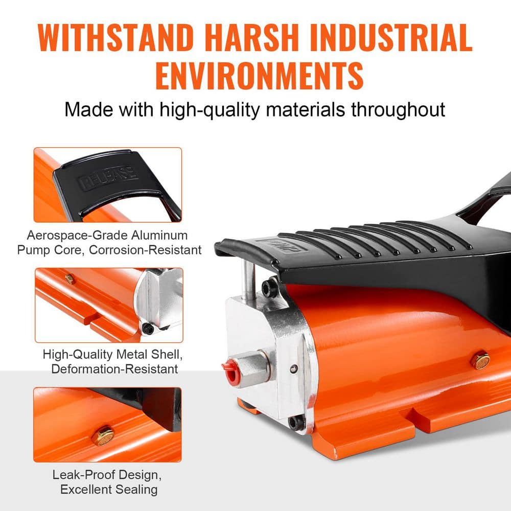 10,000PSI Air Hydraulic Pump, Metal Shell Air Actuated Treadle Foot Pump, 0.18 Gal. Reservoir, for Industrial Machinery - Hercitys