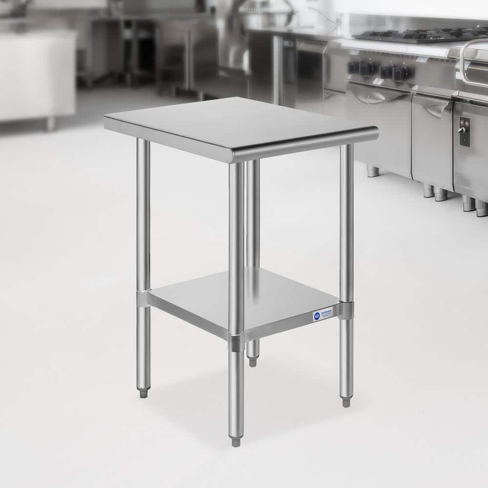 18 x 30 In. Stainless Steel Kitchen Utility Table with Bottom Shelf - Hercitys