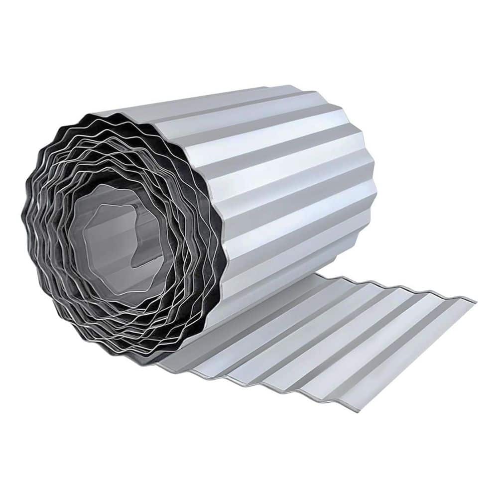 10 x 120 x 0.1 in. Corrugated Garden Edging-Sturdy Metal Landscape Edging for Lawns, Borders & Flower Beds , Silver - Hercitys