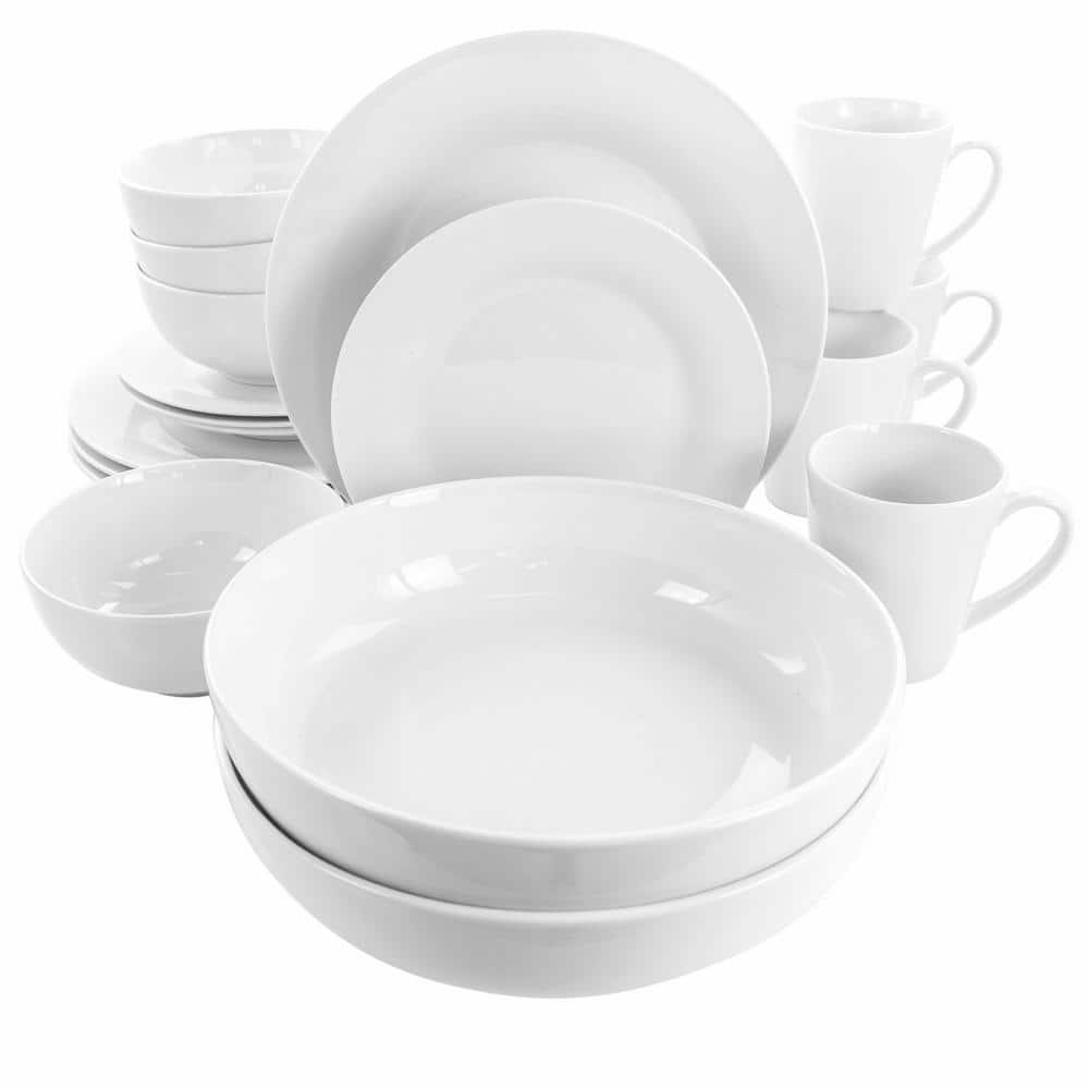 18-Piece Carey Round White Porcelain Dinnerware Set (Service for 4) - Hercitys
