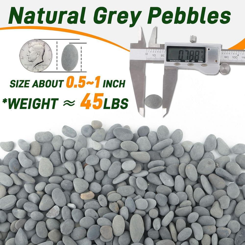45 lbs. Mexican Beach Gray 04-1 in. Decorative River Rocks for Landscaping Garden Rocks for Walkways Decorative Stone - Hercitys