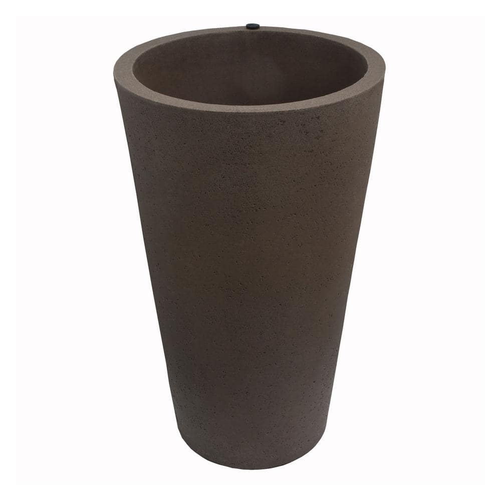 30 in. Tall Crete Plastic Planter, Brownstone - Hercitys
