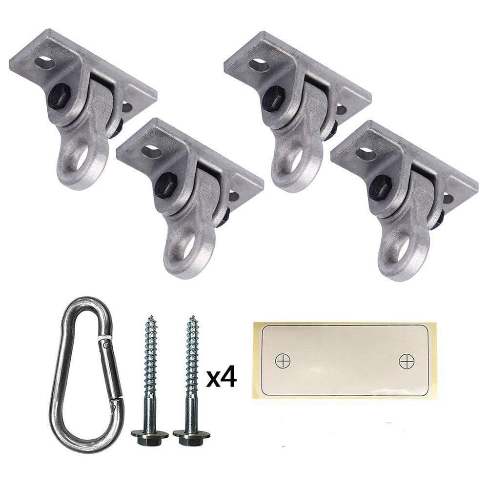 5000 lb. Capacity Heavy Duty Swing Hangers with Screws Bolts for Playground Porch Yoga Seat Trapeze, Silver (4-Pack) - Hercitys