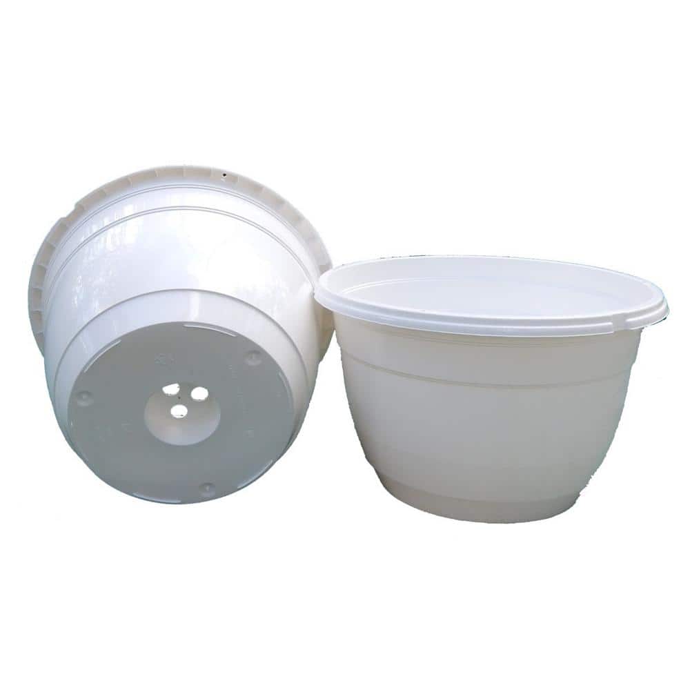 10 in. Dia White Plastic Hanging Basket (3-pack) - Hercitys