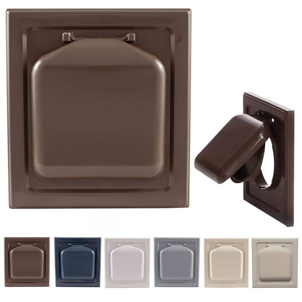 4 in. Wide-Mount Dual Door Wall Vent in Brown - Hercitys