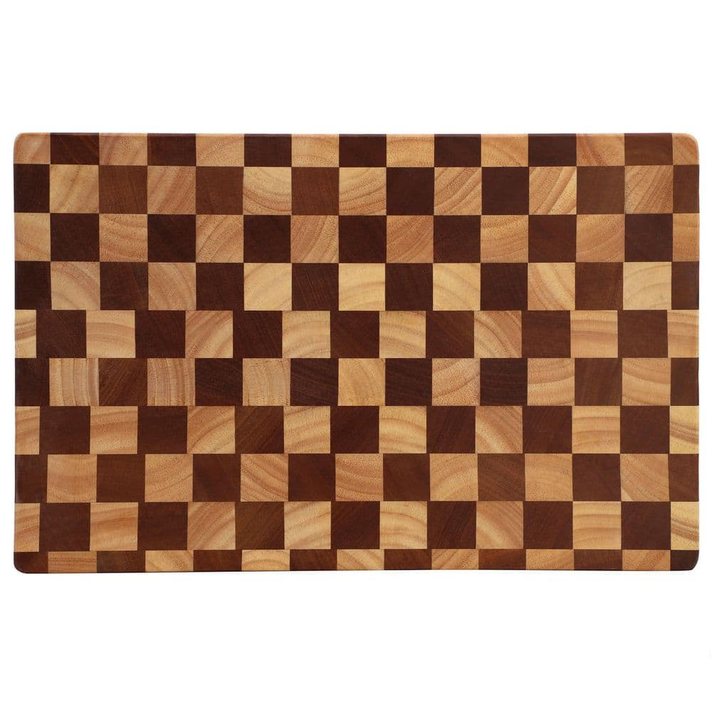 16×10 Checkerboard Acacia Wood and Rubber Wood Cutting Board Butcher Block - Hercitys