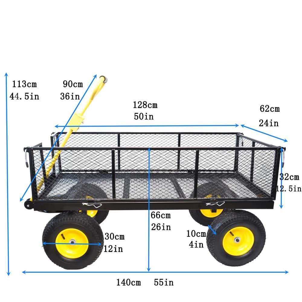4.9 Cu. Ft. Heavy-Duty Metal Folding Wagons Cart, Outdoor Garden Carts with Universal Wheels, Loading capacity 880 lbs. - Hercitys