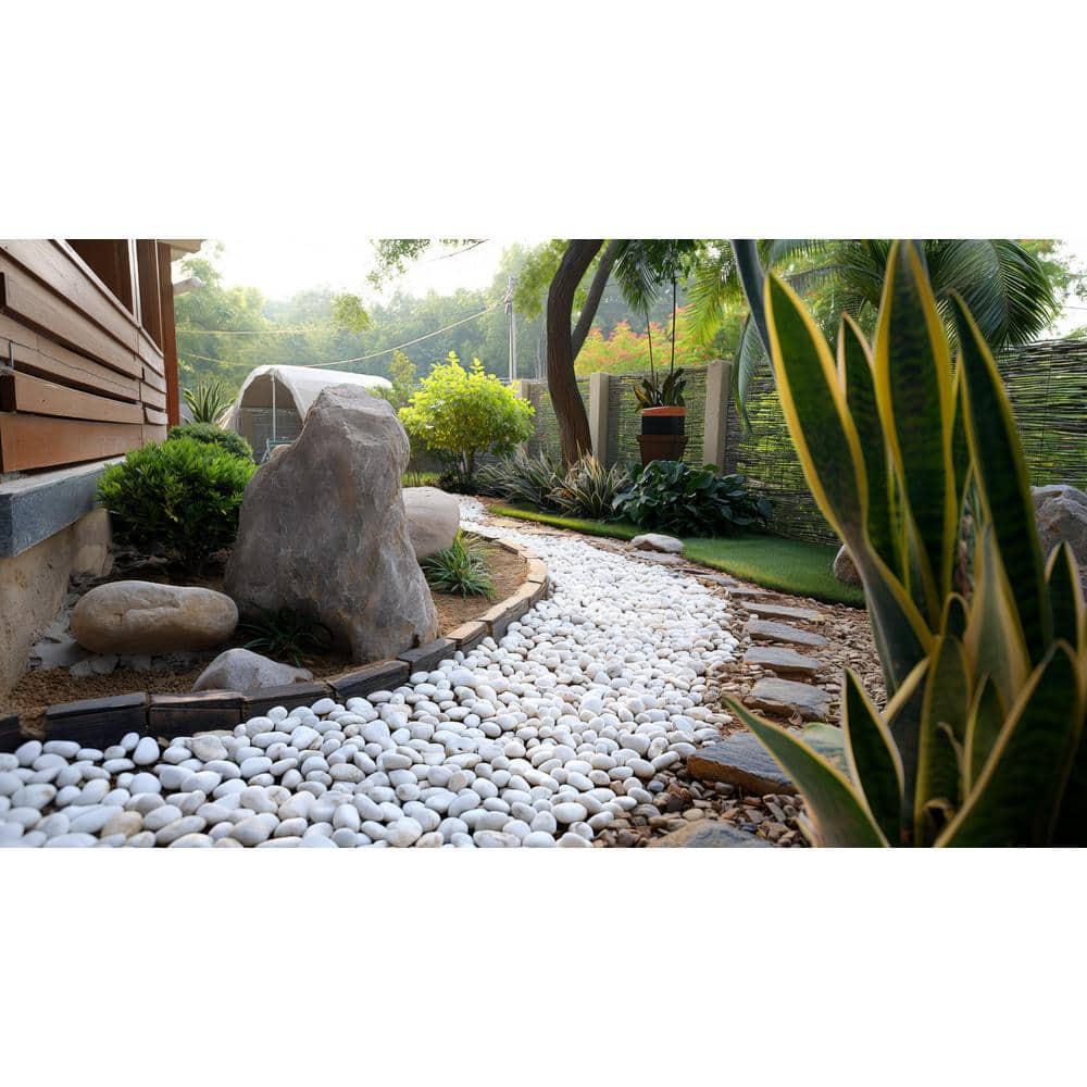 0.40 cu. ft. 0.5 in. to 1.5 in. 30 lbs. Grade A White Polished River Pebbles - Hercitys