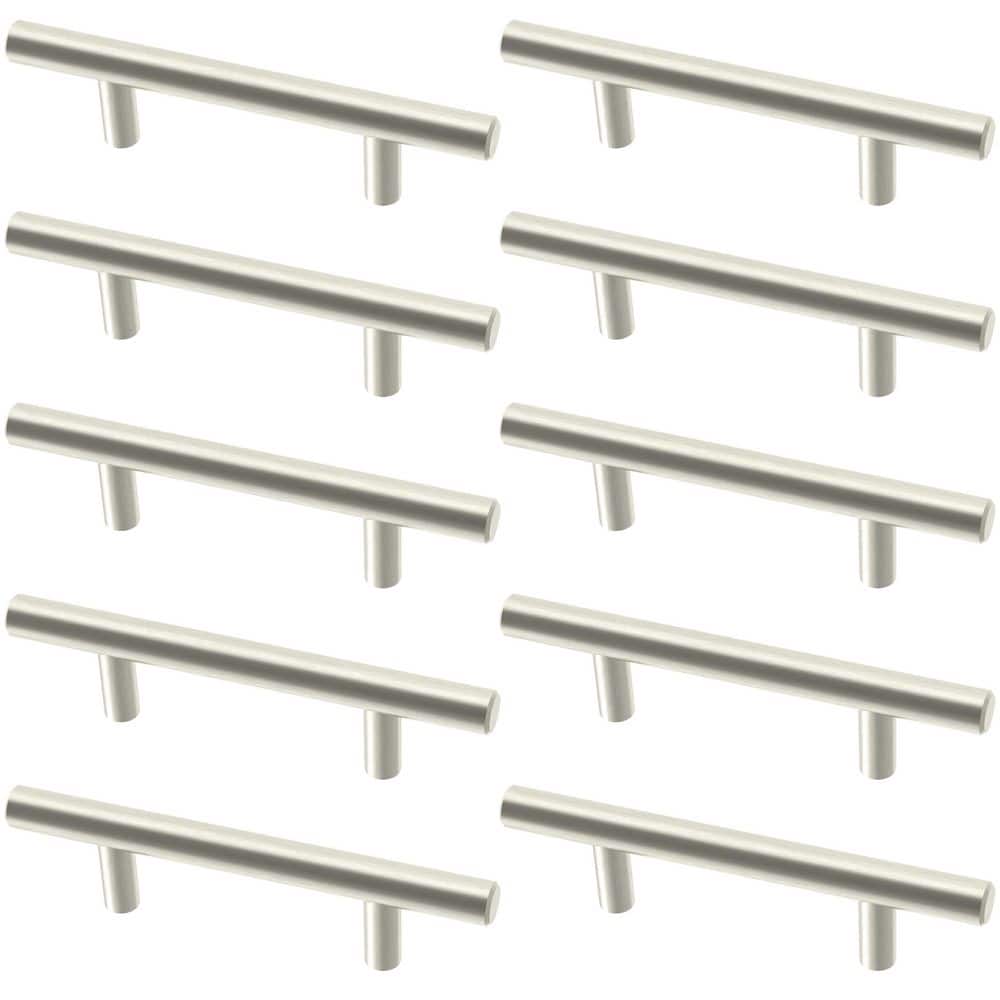 10-Pack Simple Bar 3 in. (76 mm) Modern Cabinet Drawer Pulls in Stainless Steel - Hercitys