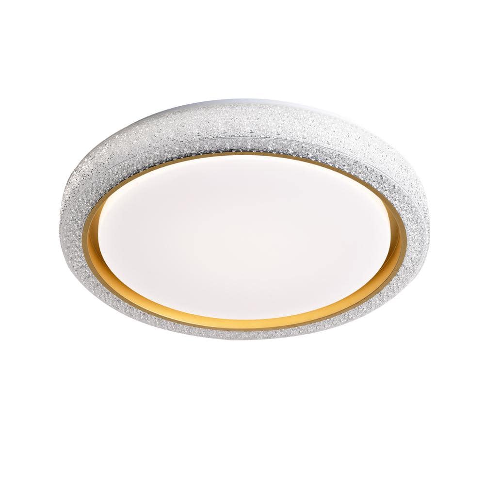 19.29 in. 36-Watt Modern White Integrated LED Flush Mount with White Acrylic Shade - Hercitys