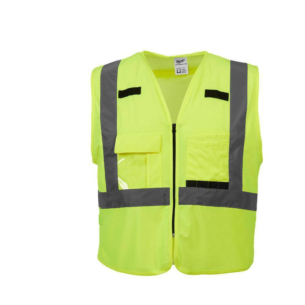 2X-Large /3X-Large Yellow Class 2-High Visibility Safety Vest with 10 Pockets - Hercitys