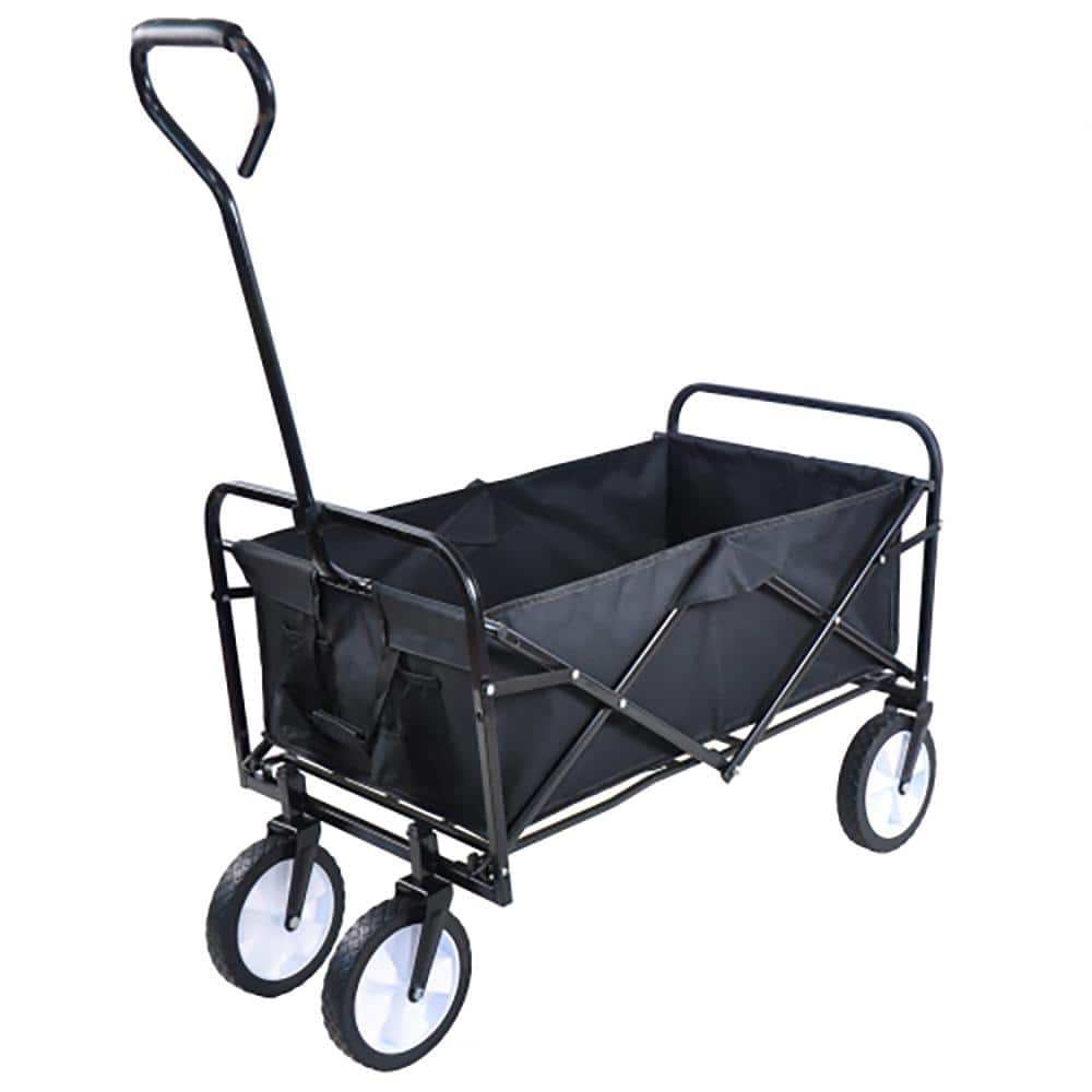 4.75 cu. ft. Steel Folding Black Wagon Shopping Beach Garden Cart - Hercitys