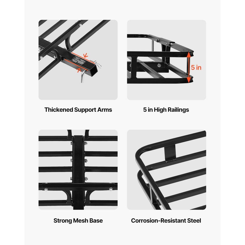 53 in. x 19 in. x 5 in. Hitch Cargo Carrier 500 lbs. Capacity Hitch Cargo Carrier with Hitch Stabilizer , Ratchet Straps - Hercitys