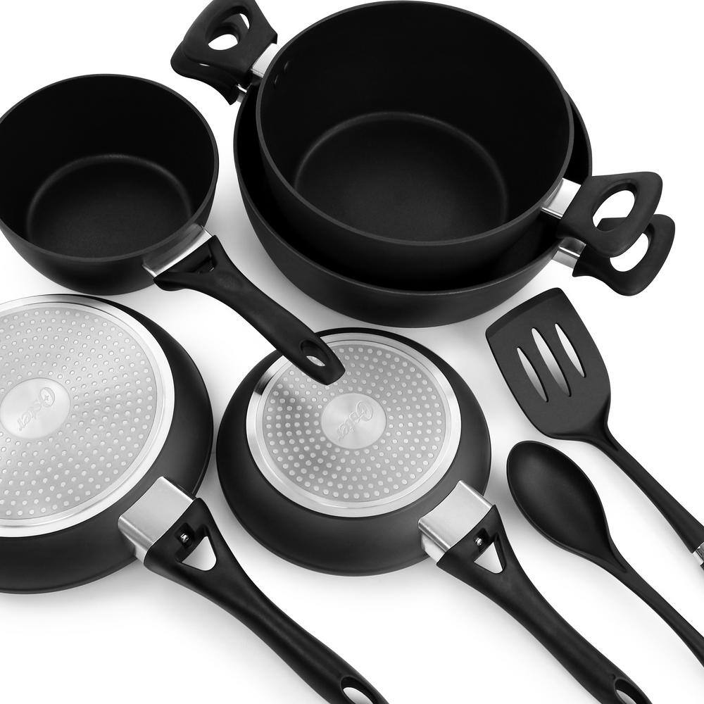 10-Piece Aluminum Cookware Set in Black - Hercitys