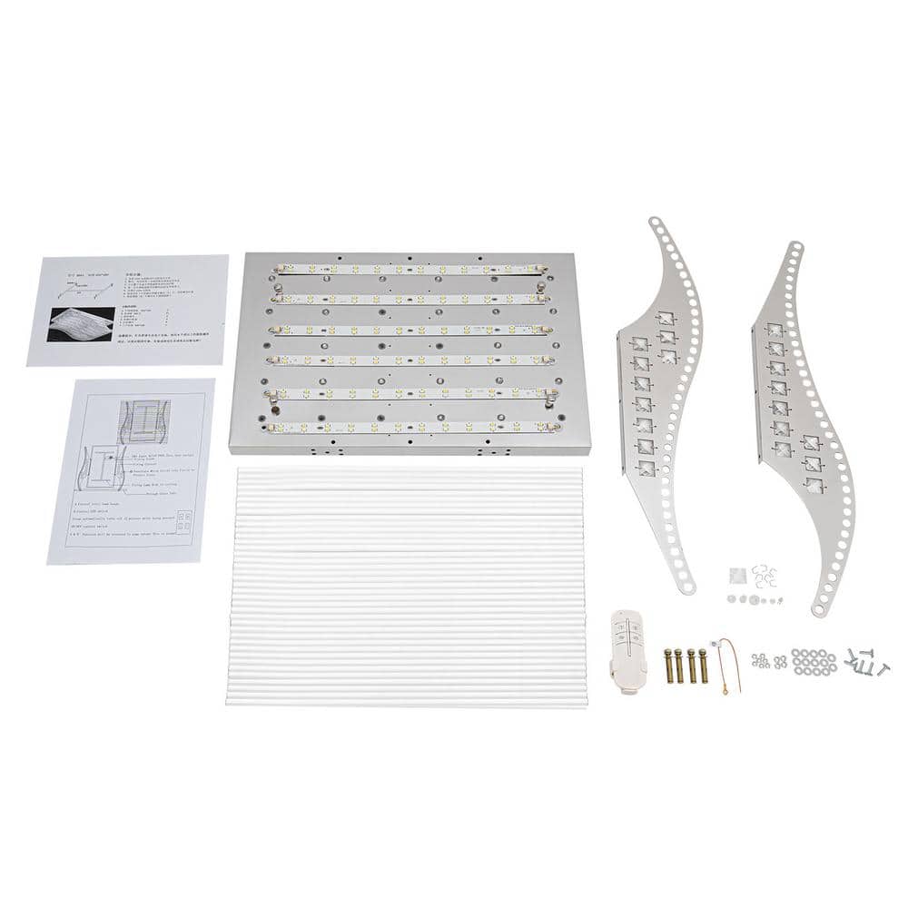 25.6 in. Silver Modern 3-Color K9 Crystal Flush Mount Ceiling Light with Remote, for Living Room Bedroom - Hercitys