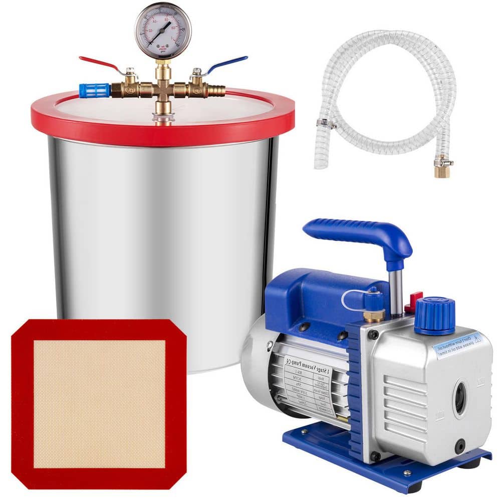 3 CFM Vacuum Pump 1/4 HP, Vacuum Chamber, with 3 Gal. Single Stage Stainless Steel Vacuum Degassing Chamber Kit - Hercitys