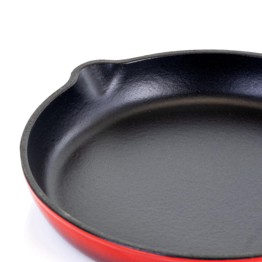10.25 in. Cast Iron Nonstick Skillet in Red - Hercitys